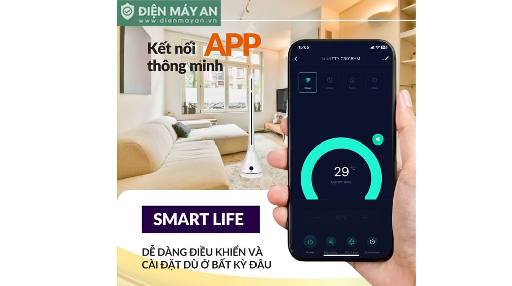 Quạt Tháp Sưởi 2 Chiều Bù Ẩm U ULTTY CR018HM 